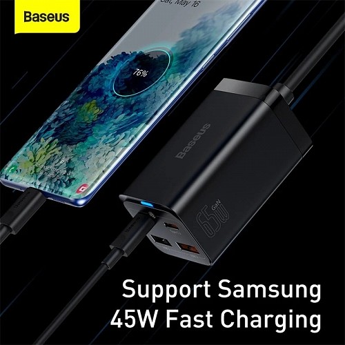 Baseus Charger Desktop 65W 2C+2U EU+100W USB-C Cable Black