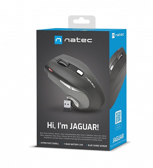 Natec JAGUAR Wireless Ergonomic Mouse with Blue Sense & Auto Speed (works on all surfaces)