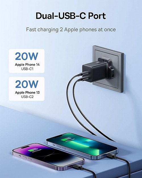 Baseus Charger Wall 40W USB-Cx2 UK MINI GaN5 Black