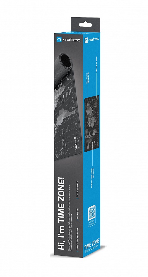 Natec TIME ZONE MAP XL Mousepad Grey Black
