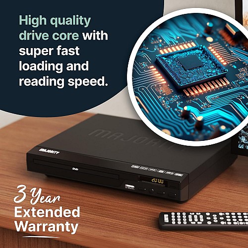 Majority DVD Player for TV HDMI and RCA Ports Multi Region Slim with RC