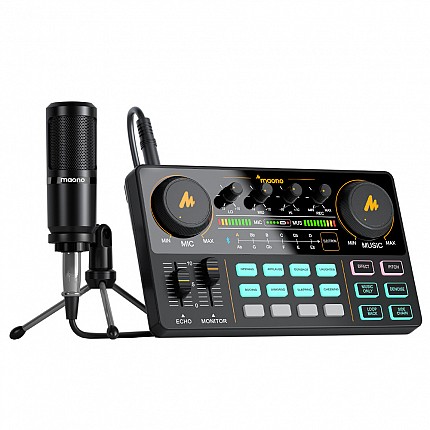 Maono AM200S1 Streaming Audio Mixer Console with Microphone Bundle