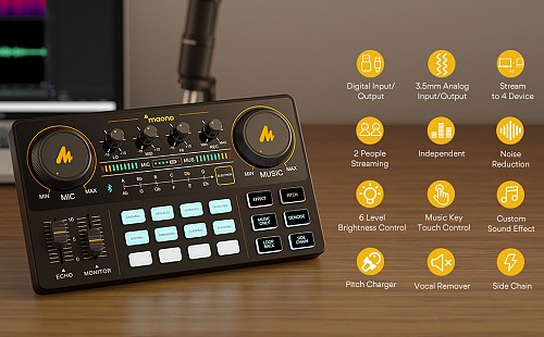 Maono AM200S1 Streaming Audio Mixer Console with Microphone Bundle