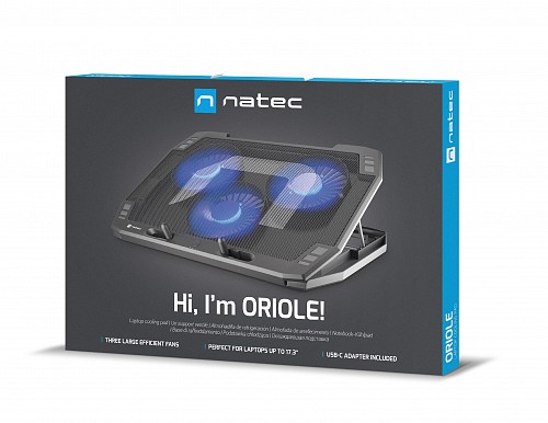 Natec ORIOLE Laptop Cooling Stand 17.3 with 3 Fans/LED/2xUSB