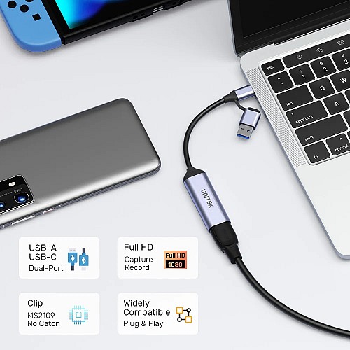 Unitek Capture Card HDMI to USB-C/A 1080p V1167A
