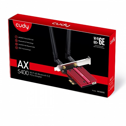 Cudy PCIe Adapter AX5400 Tri-Band Wi-Fi 6E Bluetooth 5.2 WE3000S