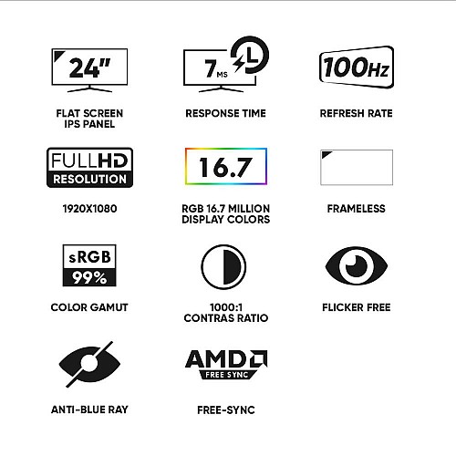 Armaggeddon PF24HD Super-100 IPS Frameless Monitor 100Hz White