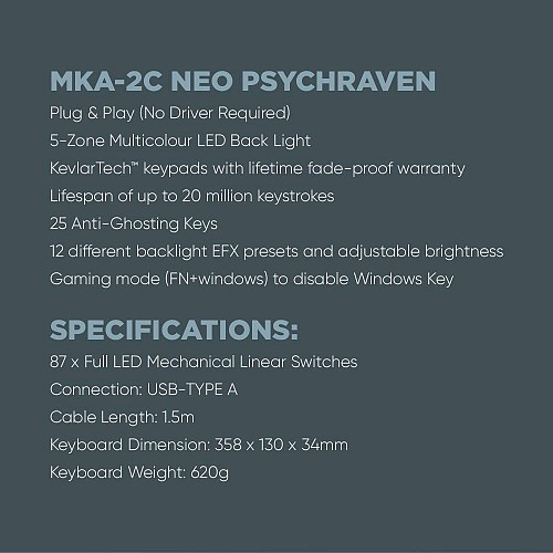 Armaggeddon MKA-2C Neo White Mechanical Gaming Keyboard 87 Brown Keys