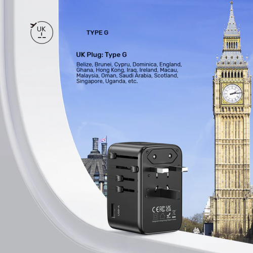 Unitek World Travel Adapter & 100W Charger EU/UK/US 4xUSBC+1xUSBA P1123A