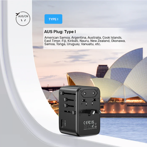 Unitek World Travel Adapter & 100W Charger EU/UK/US 4xUSBC+1xUSBA P1123A