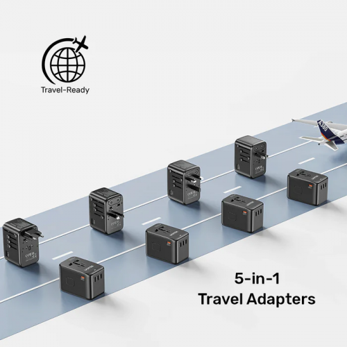 Unitek World Travel Adapter & 100W Charger EU/UK/US 4xUSBC+1xUSBA P1123A