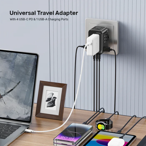 Unitek World Travel Adapter & 100W Charger EU/UK/US 4xUSBC+1xUSBA P1123A