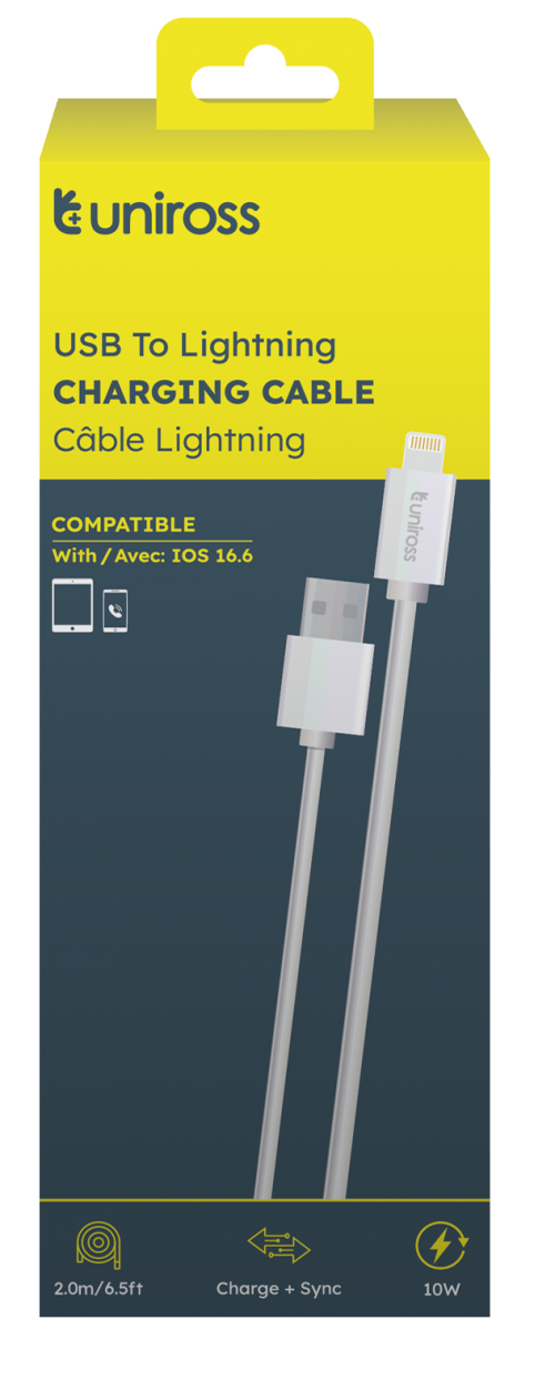 Uniross Cable USB-A to Lightning USB Cable 2.0m UCA003