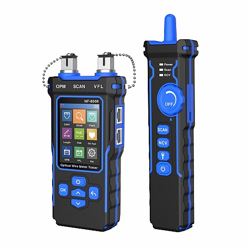 Noyafa Multi-Function Cable Tester with RJ11/RJ45, PoE, Fiber Optic OPM/VFL, NCV & Cable Length Measurement NF-8508