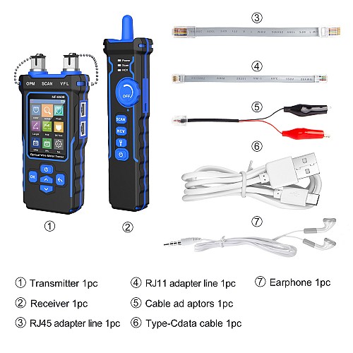 Noyafa Multi-Function Cable Tester with RJ11/RJ45, PoE, Fiber Optic OPM/VFL, NCV & Cable Length Measurement NF-8508