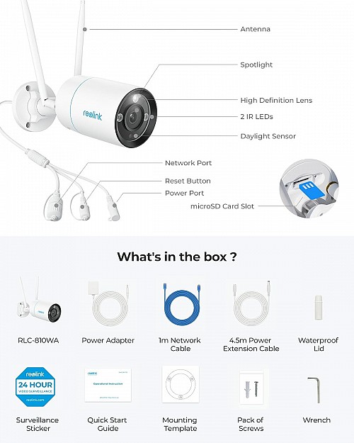 Reolink WIFI Outdoor Camera 8MP RLC-810WA