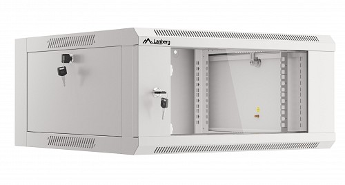 Lanberg Wall Rack 19 with Glass Door 4U 60cm Assembled White Z34154