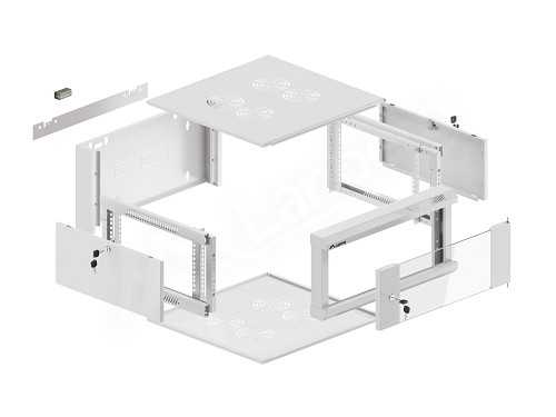 Lanberg Wall Rack 19 with Glass Door 4U 60cm Assembled White Z34154