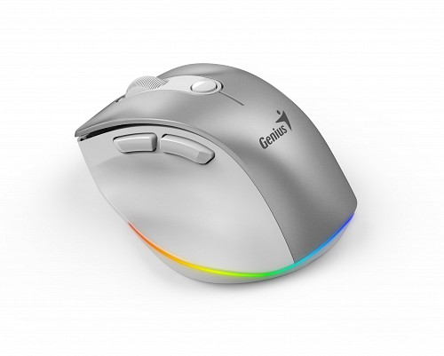 Genius Mouse Wireless+BT Rechargeable Mini RGB Ergo 9000S Pro Silver