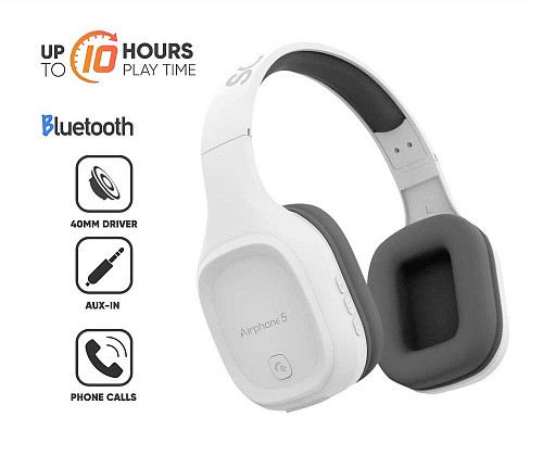 SonicGear Airphone 5 Bluetooth Headphones White Gray