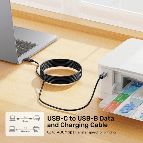 Unitek USB-C 2.0 to USB-B Printer Cable 1.0m