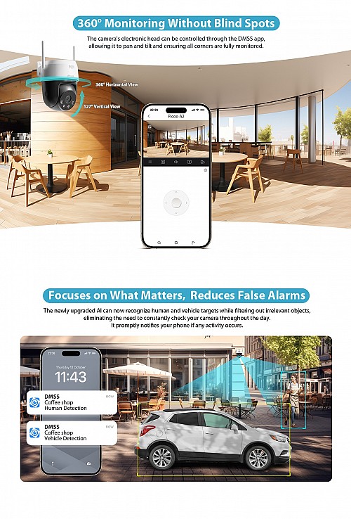 Dahua IP 3.0MP 4.0mm Wifi PT Dome Dual Illumination P3AE-PV