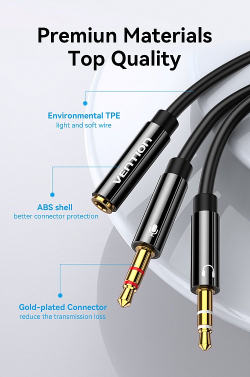 Vention AUDIO 3.5mm F to 2x3.5mm M Splitter Cable 0.3m BBTBY