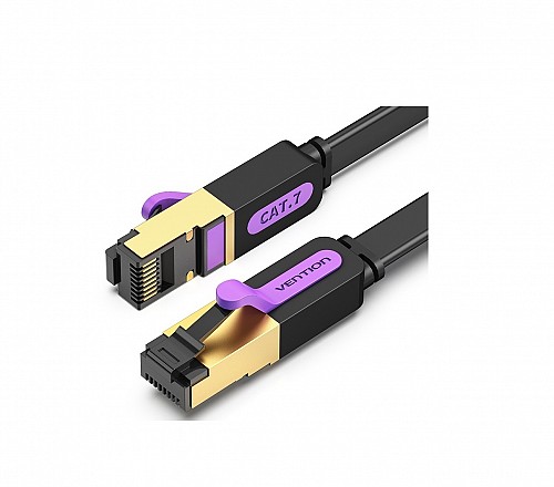 Vention NETWORK Cable CAT7 Flat 10.0m Black ICABL