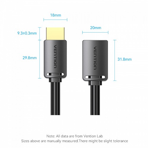 Vention HDMI Cable 2.0 M-F Extension 1.5m AHCBG