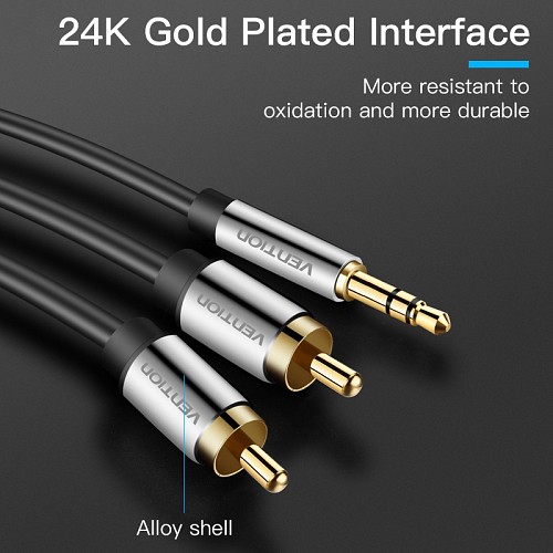 Vention AUDIO 3.5mm to 2RCA M-M Cable Metal 1.0m BCFBF