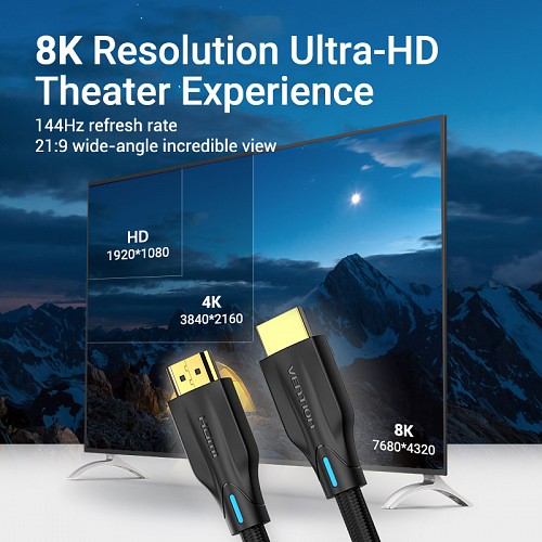 Vention HDMI Cable 2.1 8K Braided 2.0m AAUBH