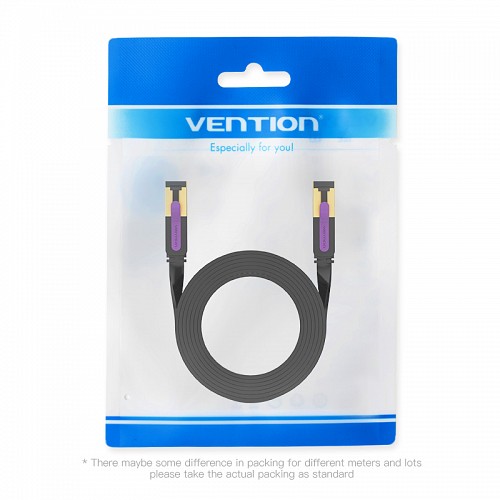 Vention NETWORK Cable CAT7 Flat 10.0m Black ICABL