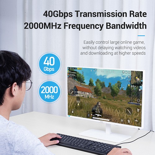 Vention NETWORK Cable CAT8 SFTP Flat 5.0m Black IKCBJ