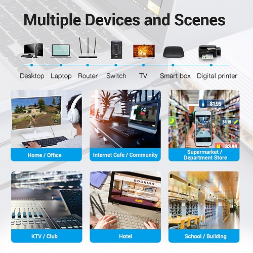 Vention NETWORK Cable CAT8 SFTP Flat 5.0m Black IKCBJ