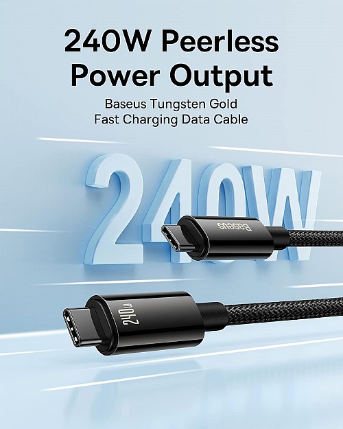 Baseus Cable USB-C to USB-C Tungsten Gold 240W 2.0m Blk