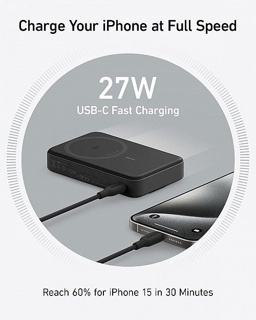 Anker Mobile Powerbank 10000 MagGo 633 Wireless 15W, with 27W USB C  Black