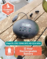 Oakcastle CD100 Portable & USB-C Rechargeable CD Player with Bluetooth incl Free Earphones