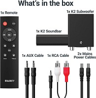 Majority K2 150W Soundbar with Wireless Subwoofer and BT,USB,Optical,HDMI (UK)