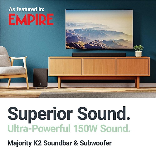Majority K2 Soundbar 150W BT/USB/Optical/HDMI/Wls-Sub Black (UK)