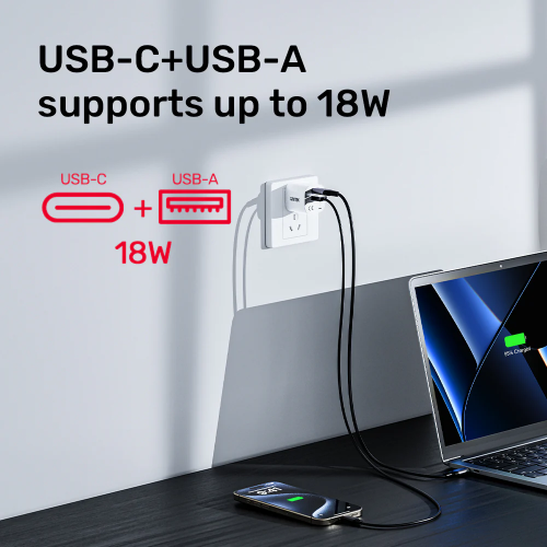 Unitek 33W Wall Charger USB-C PD & QC 3.0 UK P1125AWH White