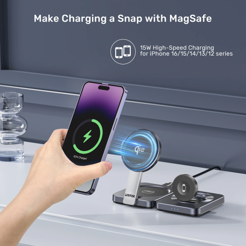 Unitek Charge Wireless Qi2 15W Foldable 3-in-1 Charging Station P1300A