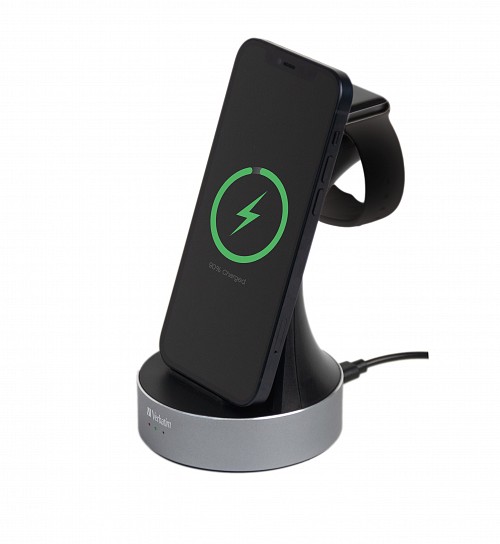 Verbatim Charger Desktop Wireless Qi MFI 2in1 Apple Devices WCS-01