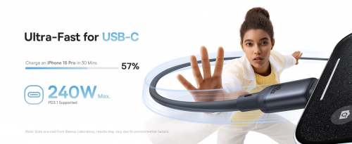 Baseus Cable USB-C to USB-C PicoGo Magnetic Silicone 240W 1.0m Black