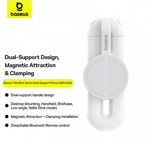 Baseus VA Selfie Stick TechShot Series Dual-Support White