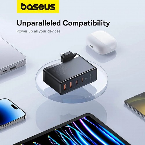 Baseus Charger Wall 100W 2xUSB-C 2xUSB-A UK+100W USB-C Cable Black