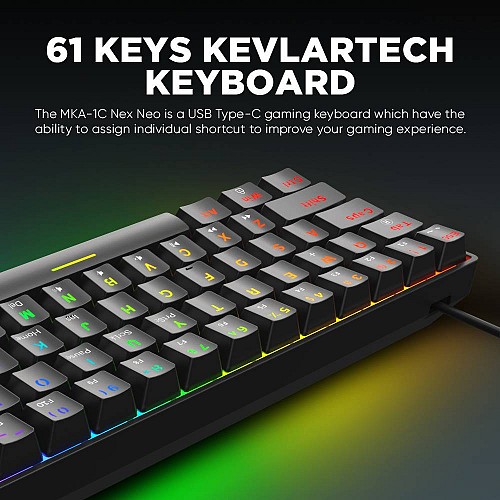 Armaggeddon MKA-1C NEX Black Mechanical Gaming Keyboard 61 Tactile (Brown) Keys