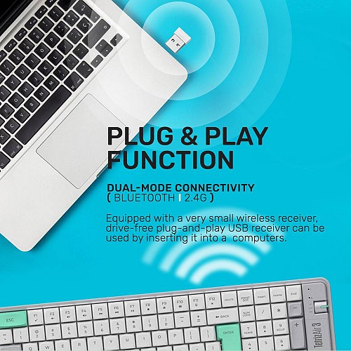 Alcatroz Tetriz Air 3 Wireless Keyboard 2.4G+BT Winter White