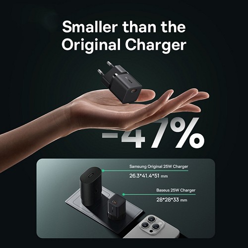 Baseus Charger Wall 25W USB-C GAN5 Mini EU Black