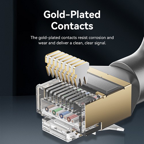 Vention NETWORK Cable Cat8 STP Rotate Right Angle Slim 1.0m Black IKLBF