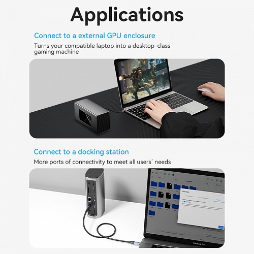 Vention IT Cable USB-C 4.0 M-M 1.0m Braided Aluminium Grey TAVHF